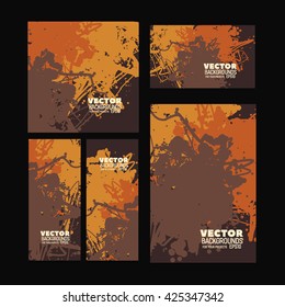 Set of modern bright brown vector design for the background print or web projects with brown, orange and yellow color scheme