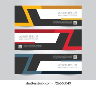 Set of Modern business banner template. Red,Yellow and Blue banner design with business icons. Horizontal advertising business banner for web design.