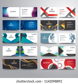 Set of Modern business card creative with geometric colorful and gray