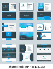 Set of Modern Business Card Print Templates. Personal Visiting Card with Company Logo. Clean Flat Design. Vector Illustration