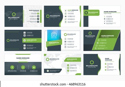 Set of modern business card print templates. Personal visiting card with company logo. Vector illustration. Stationery design