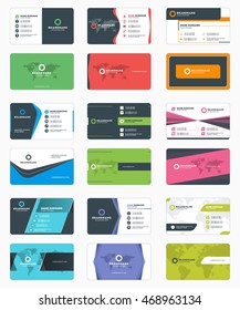 Set of modern business card print templates. Personal visiting card with company logo. Vector illustration. Stationery design