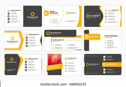 Set of modern business card print templates. Personal visiting card with company logo. Vector illustration. Stationery design