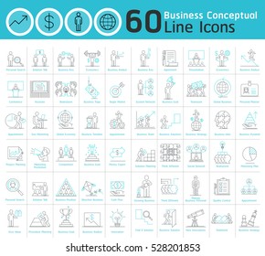 Set of modern business conceptual line icons collection. Vector illustrations.