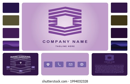 Set of modern business identity logo. Including creative business cards style and blank paper for choice with icons design for location, phone, email and web for business card. Vector illustration