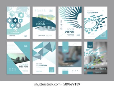 Set of modern business paper design templates. Vector illustrations of brochure covers, annual reports, flyer design layouts, business presentations, ads and magazine, business stationary collection.