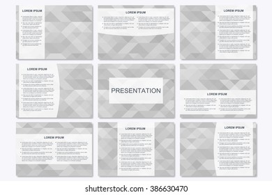 Set of modern business presentation templates. Business abstract background with triangles. Vector design illustration