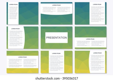 Set of modern business presentation templates. Abstract geometrical triangle. Vector design illustration