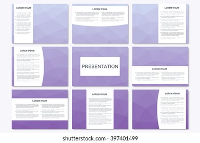 Set of modern business presentation templates. Abstract geometrical triangle. Vector design illustration