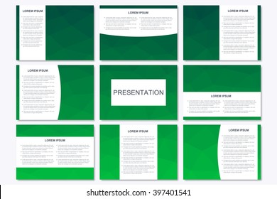 Set of modern business presentation templates. Abstract geometrical triangle. Vector design illustration