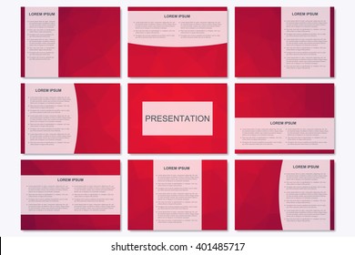Set of modern business presentation templates in A4 size. Abstract geometrical triangle. Vector design illustration