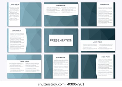 Set of modern business presentation templates in A4 size. Abstract geometrical triangle. Vector design illustration