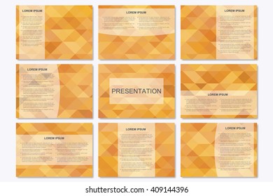 Set of modern business presentation templates in A4 size. Abstract geometrical triangle. Vector design illustration