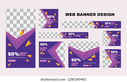 set of modern business web banners in standard size with a place for photos. Business ad banner cover header background for website design, Social media cover ads banner template.