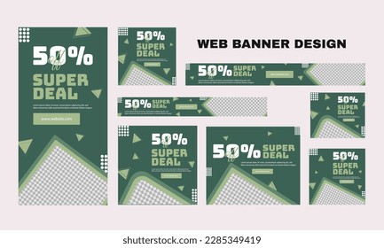 set of modern business web banners in standard size with a place for photos. Business ad banner cover header background for website design, Social media cover ads banner template.
