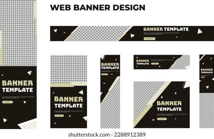 Set of modern business web banners in standard size with a place for photos. Business ad banner cover header background for website design, Social media cover ads banner template.