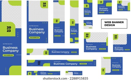 Set of modern business web banners in standard size with a place for photos. Business ad banner cover header background for website design, Social media cover ads banner template.