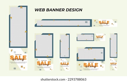 Set of modern business web banners in standard size with a place for photos. Business ad banner cover header background for website design, Social media cover ads banner template.