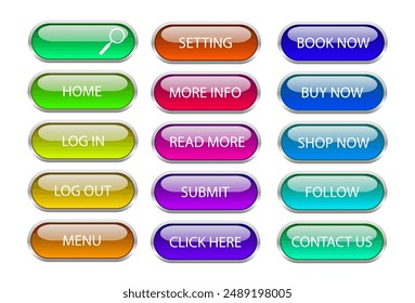 Set of modern buttons colorful for website. Vector illustration