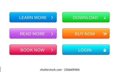 Set of modern buttons for web site, ui and games. Web buttons isolated on white background.