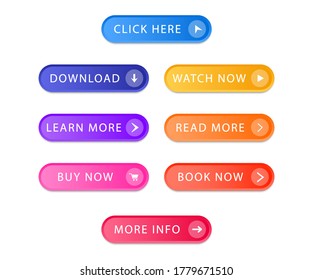 Set of modern buttons for web site and ui. Gradient web buttons. Vector