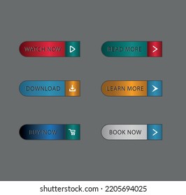 Set of modern buttons for web site and ui Vector icon, Decorative collection of Multicolored website buttons.