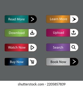 Set of modern buttons for web site and ui Vector icon, Collection of decorative Multicolored website buttons.