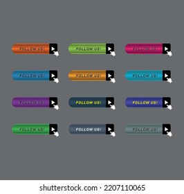 Set of modern buttons for web site and ui Vector icon, Collection of decorative Multicolored website buttons element.