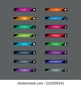 Set of modern buttons for web site and ui Vector icon, Decorative collection of Multicolored website buttons.