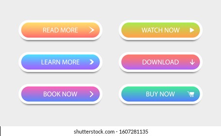 Set of modern buttons for website and ui. Collection gradient buttons. Vector icons.