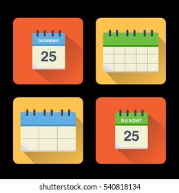 A set of modern calendar icons with a shadow.
Flat design for infographic. Calendar icon background.
Vector Illustration.