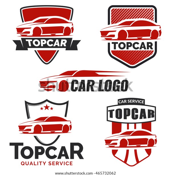 Set of modern car\
logo and emblems isolated on white background. Car logo template.\
Vector illustration.