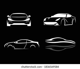 Set of modern car silhouette. Vector illustration