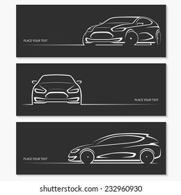 Set of modern car silhouettes. Vector illustration