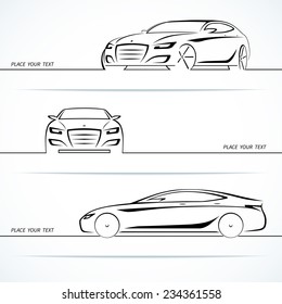 Set of modern car silhouettes. Vector illustration