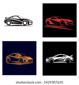 Conjunto de siluetas de coches modernos. Ilustración de vector