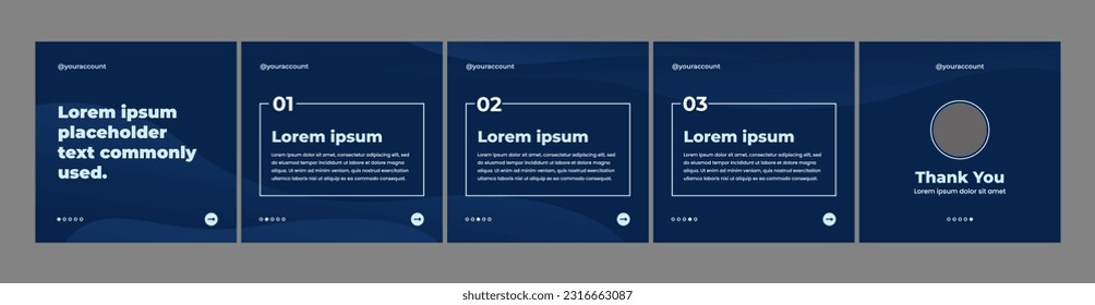 set of modern carousel slide templates for social media posts. dark theme social media template