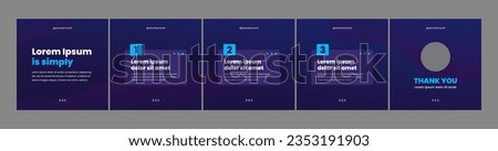 set of modern carousel slide templates for social media posts. dark theme social media template