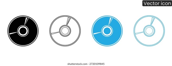 A set of modern CD icons in various styles and colors for commercial use
