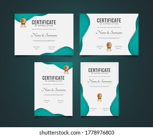 Set of Modern Certificate Template with Paper Cut Style