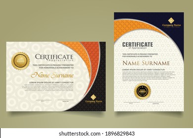 Set modern certificate template with realistic texture diamond shaped on the ornament and modern pattern background. size A4. vector illustrations