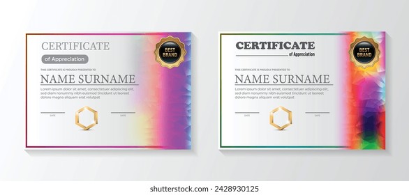 Set modern certificate templates in gradation, luxury and modern style and award style vector illustration. Suitable for appreciation. Premium vector.