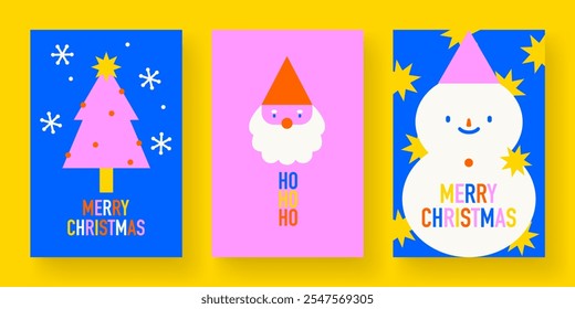 Set of modern christmas greeting cards. Vector templates