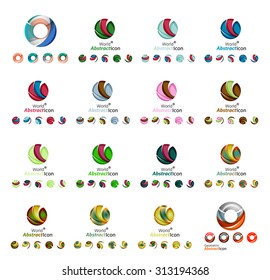 Set of modern circle, globe or sphere logo concept. Web branding, app icon design illustration