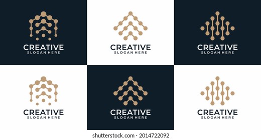 Set of modern circle line letter a logo design vector logo design. Logo can be used for icon, brand, identity, symbol, elements, and digital