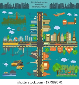 Set of modern city elements for creating your own maps of the city. Infographics. Vector illustration