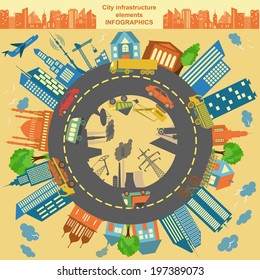 Set of modern city elements for creating your own maps of the city. Infographics. Vector illustration