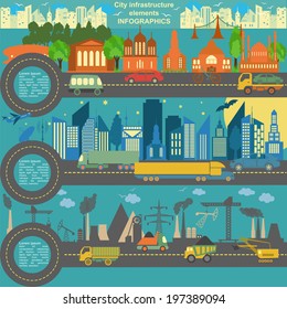 Set of modern city elements for creating your own maps of the city. Infographics. Vector illustration