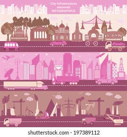Set of modern city elements for creating your own maps of the city. Infographics. Vector illustration