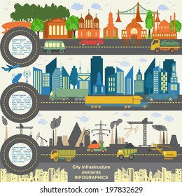 Set of modern city elements for creating your own maps of the city. Infographics. Vector illustration